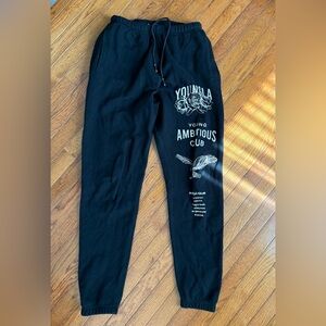 YoungLA Black Graphic 'Young Ambitious Club' Jogger Sweatpants